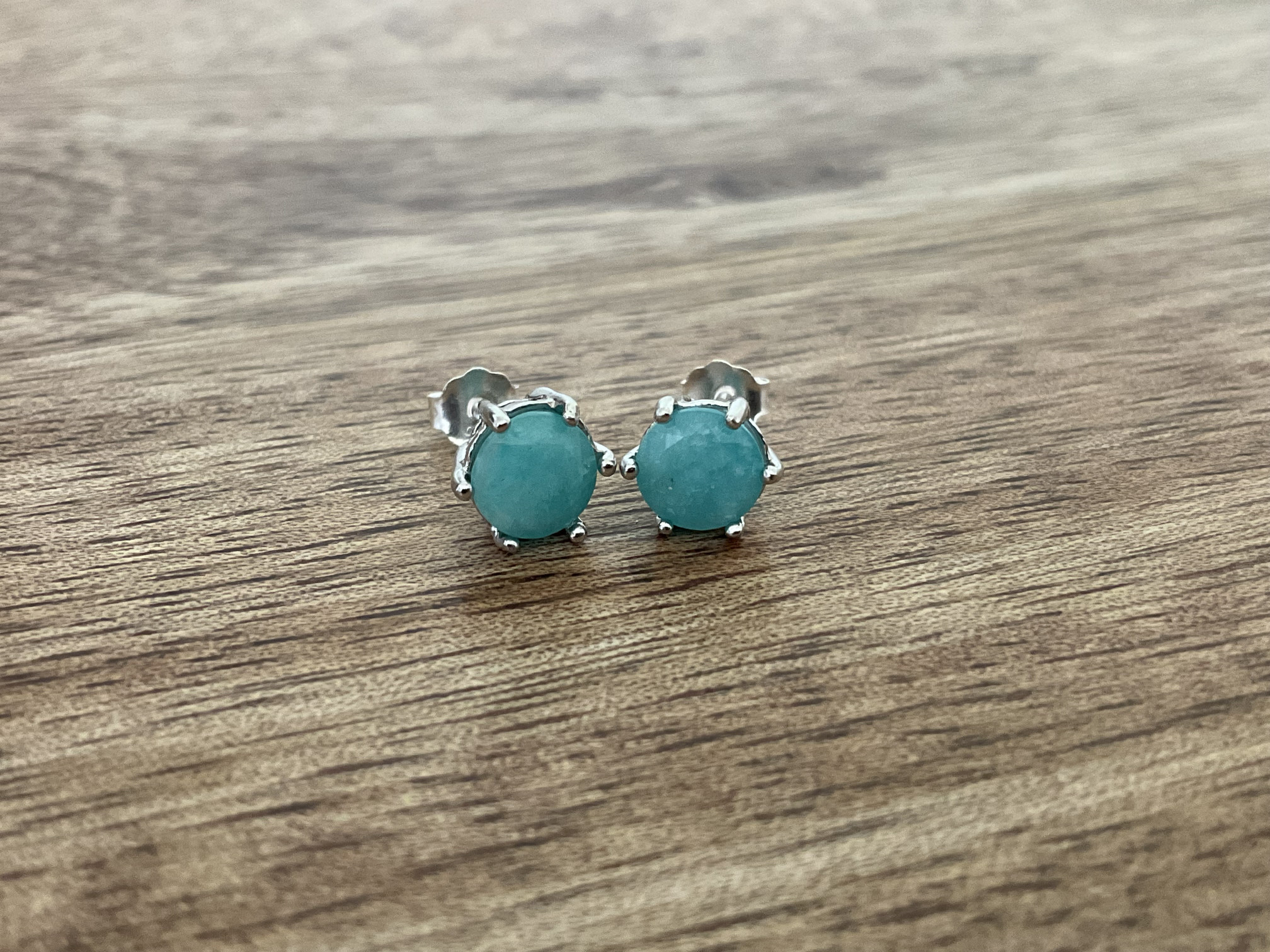 Amazonite Gemstone Stud Earrings